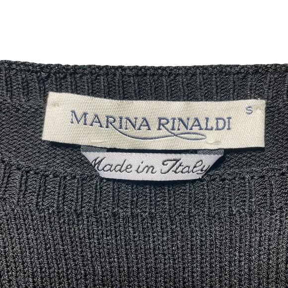 Marina Rinaldi Knit Sweater Dress Side Slits Black Minimalist Italy - Size Small - Picture 3 of 9